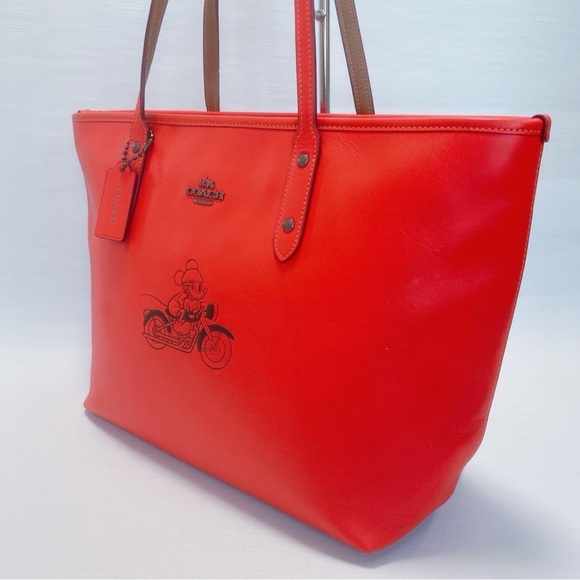 Coach x Disney Mickey Mouse City Zip Tote Red Leather Limited Edition F58957 - Picture 4 of 14